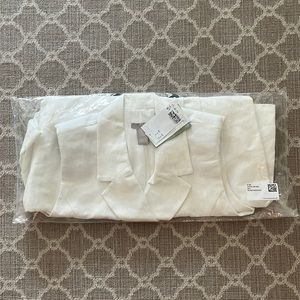 H&M linen blend tie-belt dress in white. Brand new!